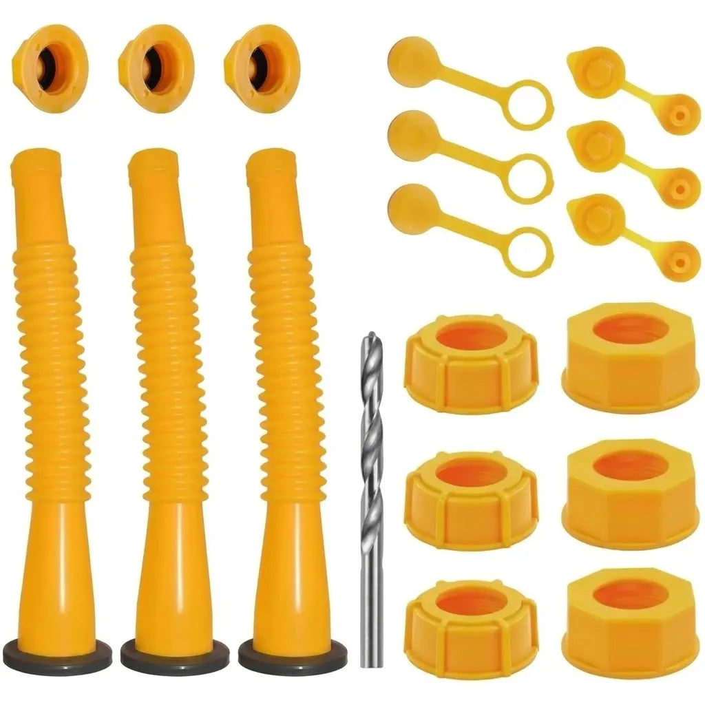 Gas Can Spout Replacement Kit – Yellow Nozzle with Gaskets (3 Kit)