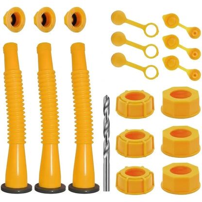 Gas Can Spout Replacement Kit – Yellow Nozzle with Gaskets (3 Kit)