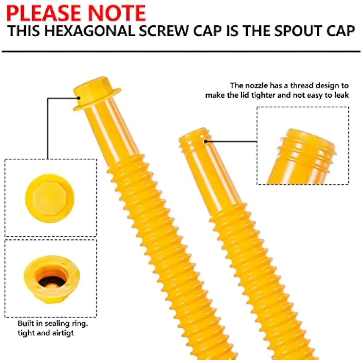 Gas Can Spout Replacement Kit – Yellow Nozzle with Gaskets (3 Kit)