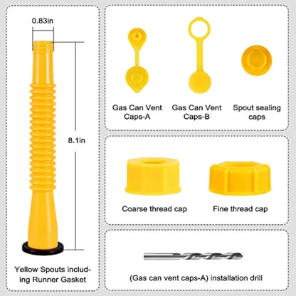 Gas Can Spout Replacement Kit – Yellow Nozzle with Gaskets (3 Kit)