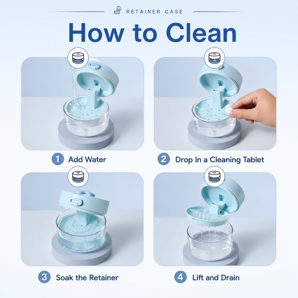 All-In-One Retainer Case – Clean, Rinse & Store in One Compact Portable Design