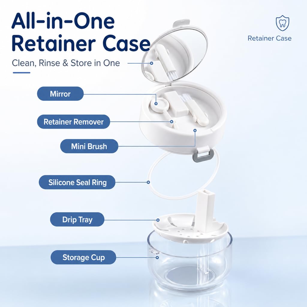 All-In-One Retainer Case – Clean, Rinse & Store in One Compact Portable Design