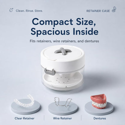 All-In-One Retainer Case – Clean, Rinse & Store in One Compact Portable Design