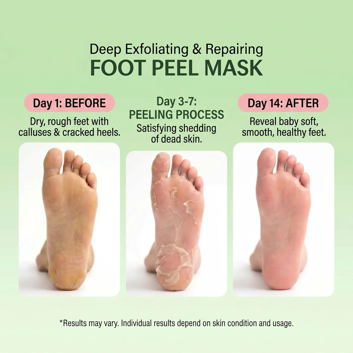 Deep Exfoliating & Repairing Foot Peel Mask – 3-Pack