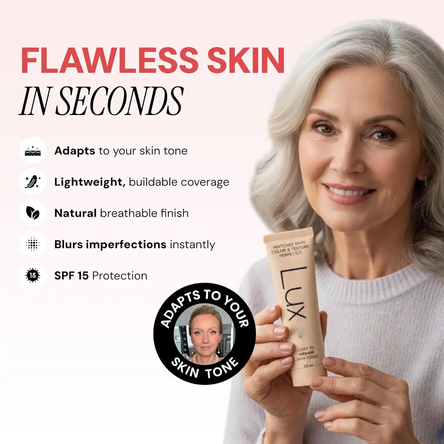 Color Changing Foundation – Adapts to Your Skin Tone for Flawless, Buildable Coverage