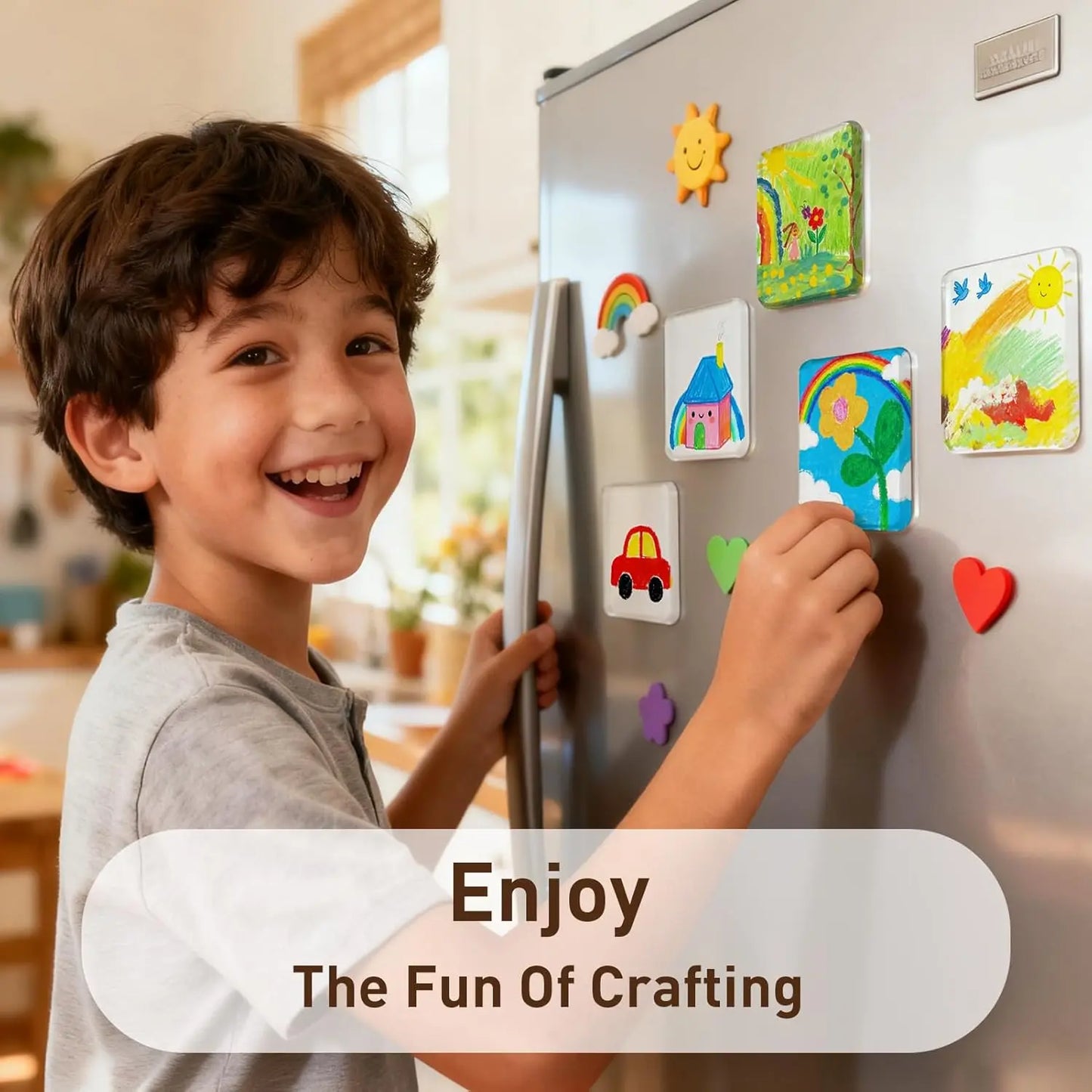 Magnetic Photo Frames – 2"x2" Clear Acrylic DIY Fridge Magnets with Adhesive Backing