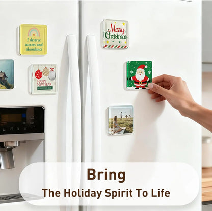Magnetic Photo Frames – 2"x2" Clear Acrylic DIY Fridge Magnets with Adhesive Backing