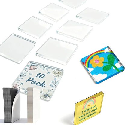 Magnetic Photo Frames – 2"x2" Clear Acrylic DIY Fridge Magnets with Adhesive Backing