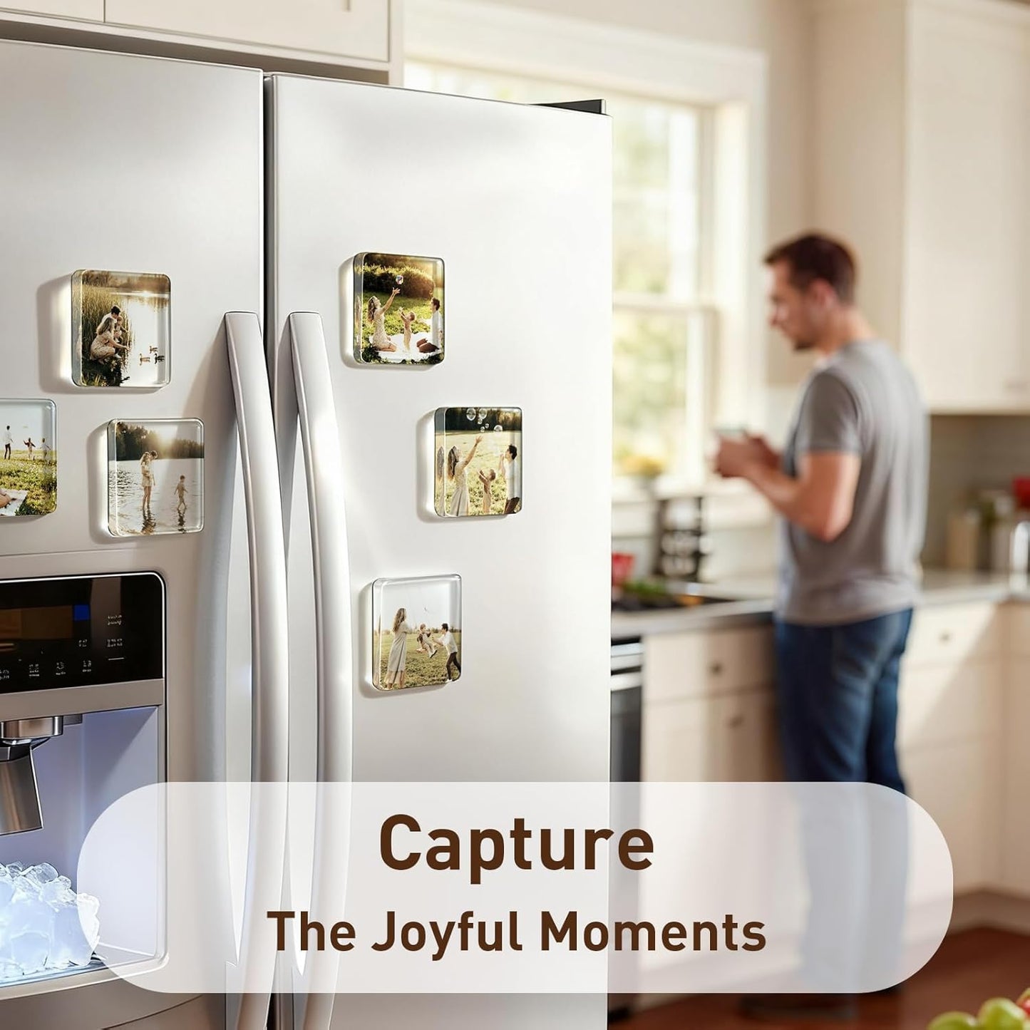 Magnetic Photo Frames – 2"x2" Clear Acrylic DIY Fridge Magnets with Adhesive Backing