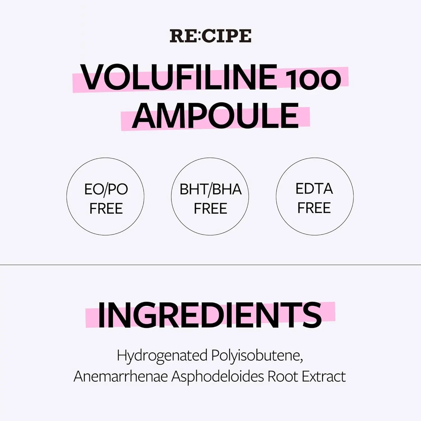 RE:CIPE Volufiline 100% Ampoule – DIY Skin Care Booster for Face & Body