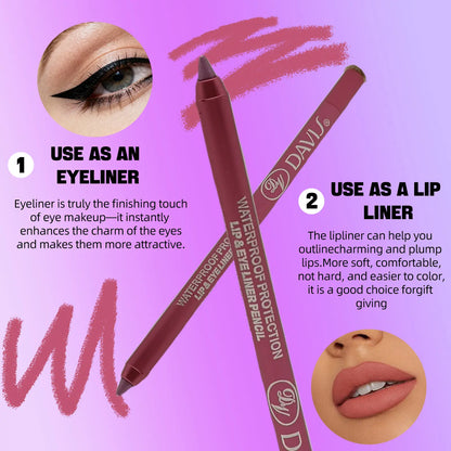 12-Color Eyeliner & Lipliner Pen Set – Matte Finish, Waterproof, Long-Lasting