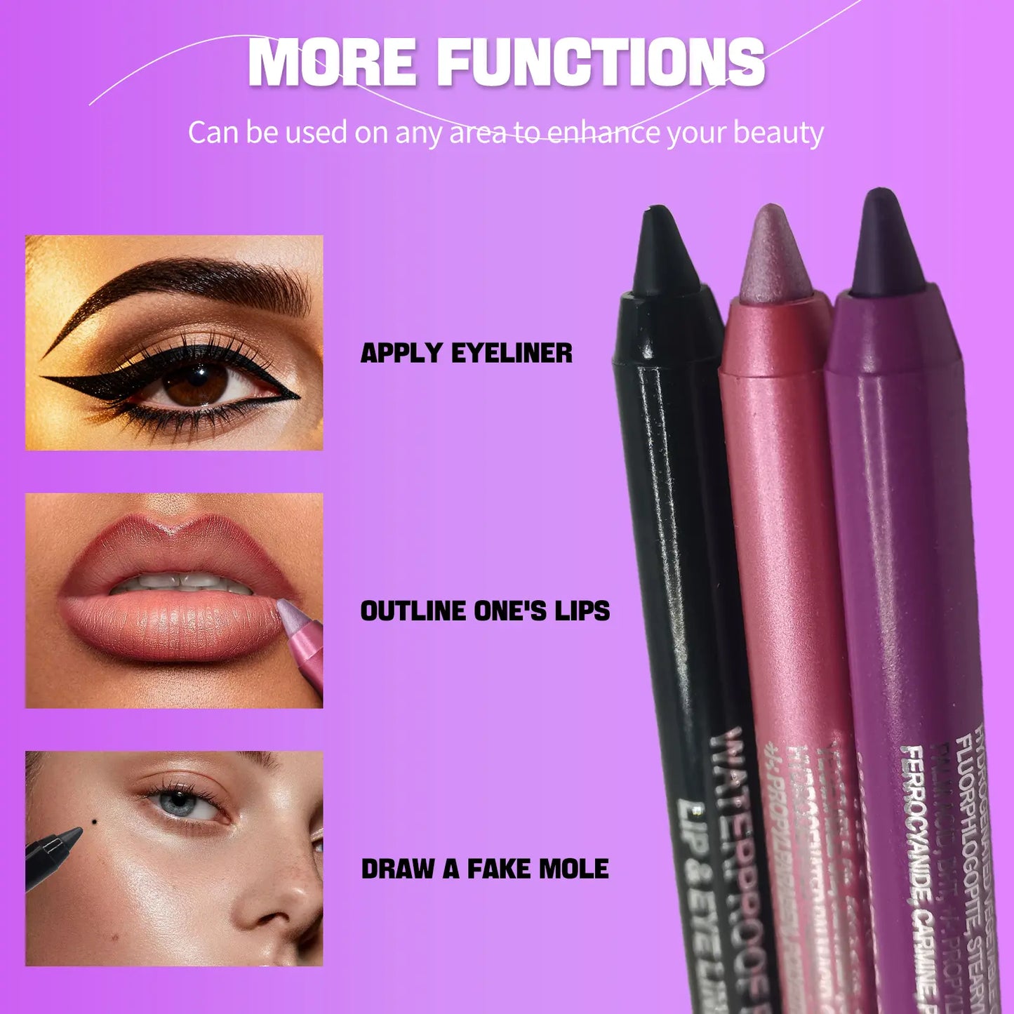 12-Color Eyeliner & Lipliner Pen Set – Matte Finish, Waterproof, Long-Lasting