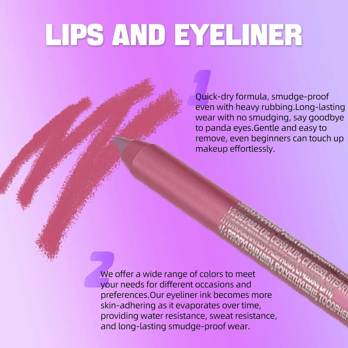 12-Color Eyeliner & Lipliner Pen Set – Matte Finish, Waterproof, Long-Lasting