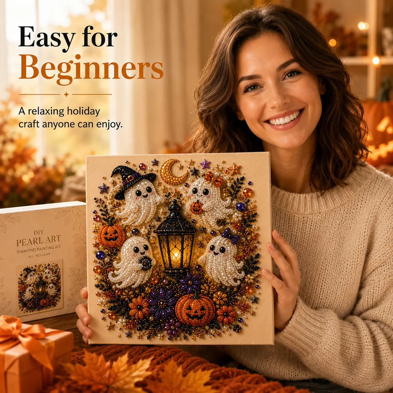 👻✨ Halloween Pearl Art DIY Kit – Turn Tiny Pearls into Spooky-Cute Magic