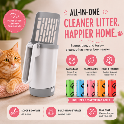 🐾 The Mess-Free Cat Litter Scoop — Scoop, Bag & Toss!