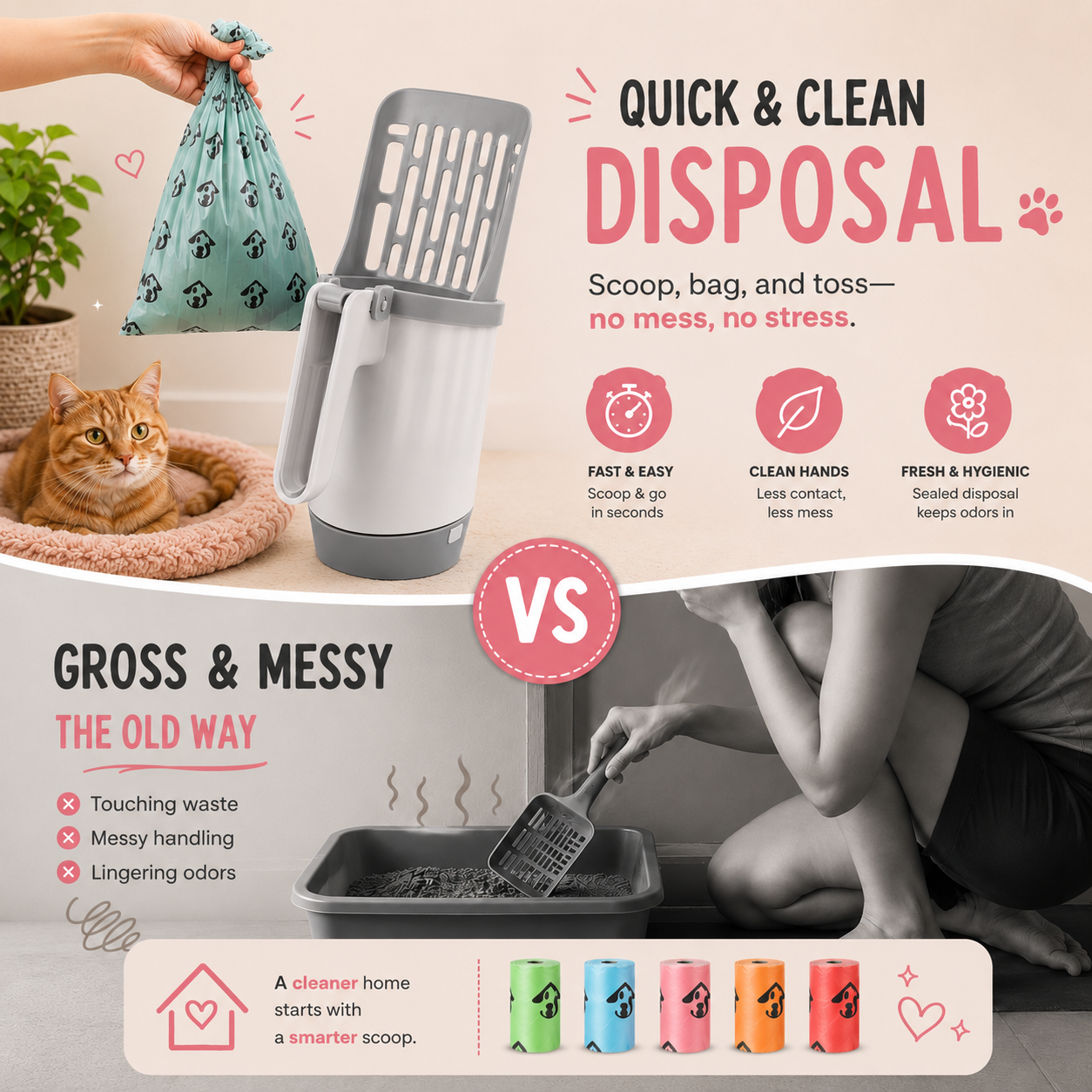 🐾 The Mess-Free Cat Litter Scoop — Scoop, Bag & Toss!