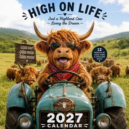 🔥2027 Funny Highland Cow Wall Calendar | A4 Hanging Calendar | Designed by Isabel Kline
