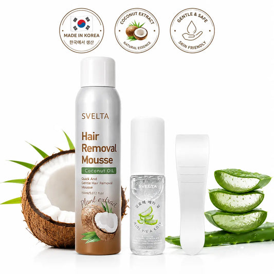 Mousse depilatoria para el bikini – Espuma depilatoria rápida y suave con aceite de coco y aloe vera