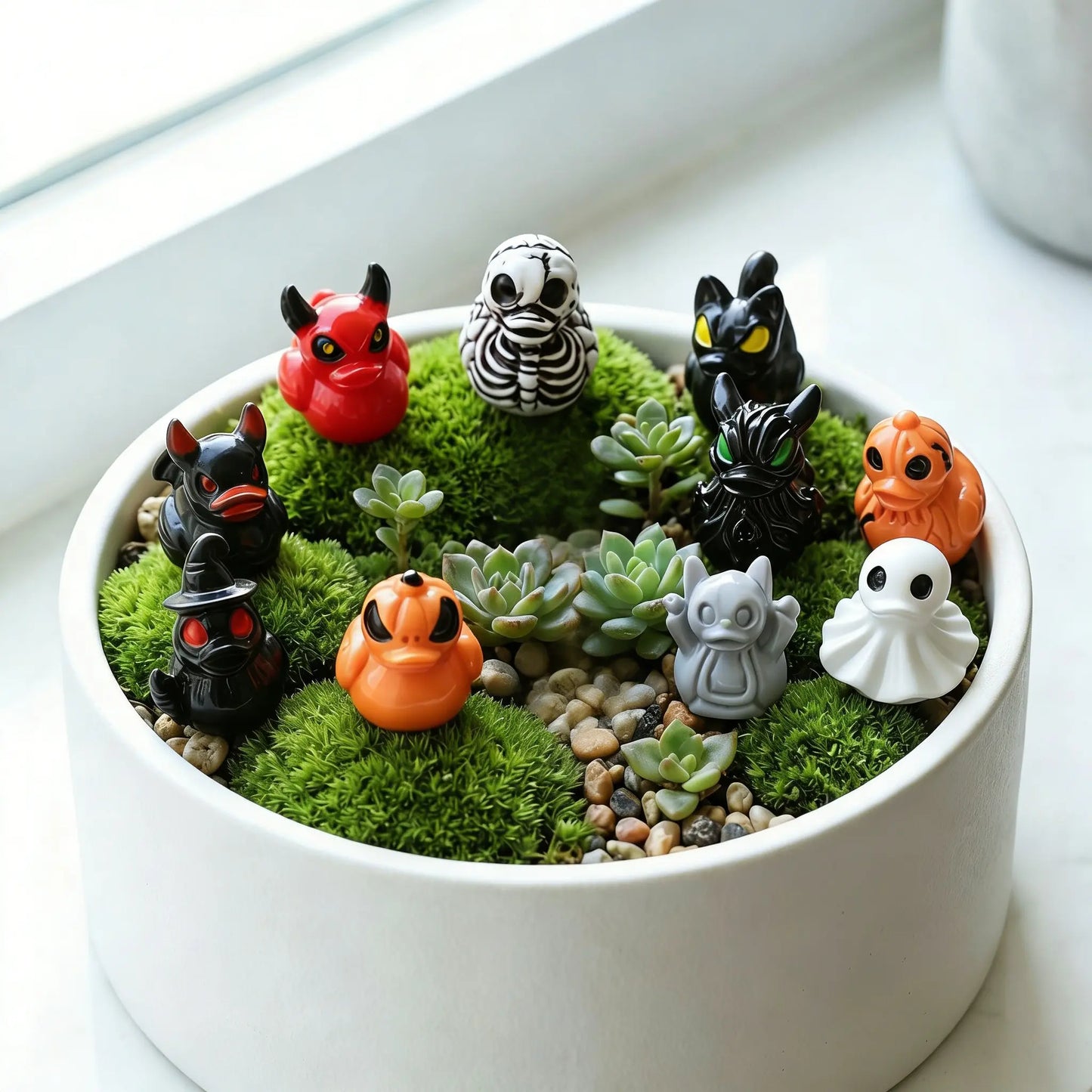 Mini Gruselige Harz-Enten – Halloween Tisch- & Gartendekoration