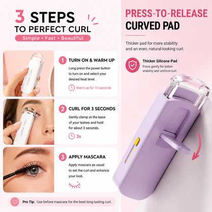 Heated Eyelash Curler – USB Rechargeable with 3 Temperature Settings