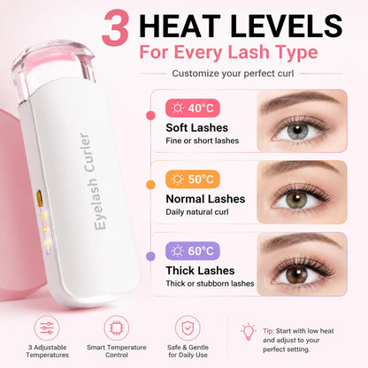 Heated Eyelash Curler – USB Rechargeable with 3 Temperature Settings