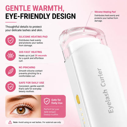 Heated Eyelash Curler – USB Rechargeable with 3 Temperature Settings