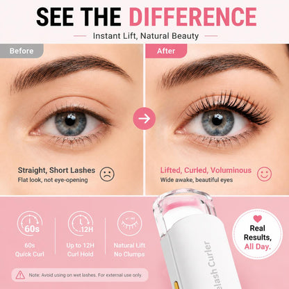 Heated Eyelash Curler – USB Rechargeable with 3 Temperature Settings