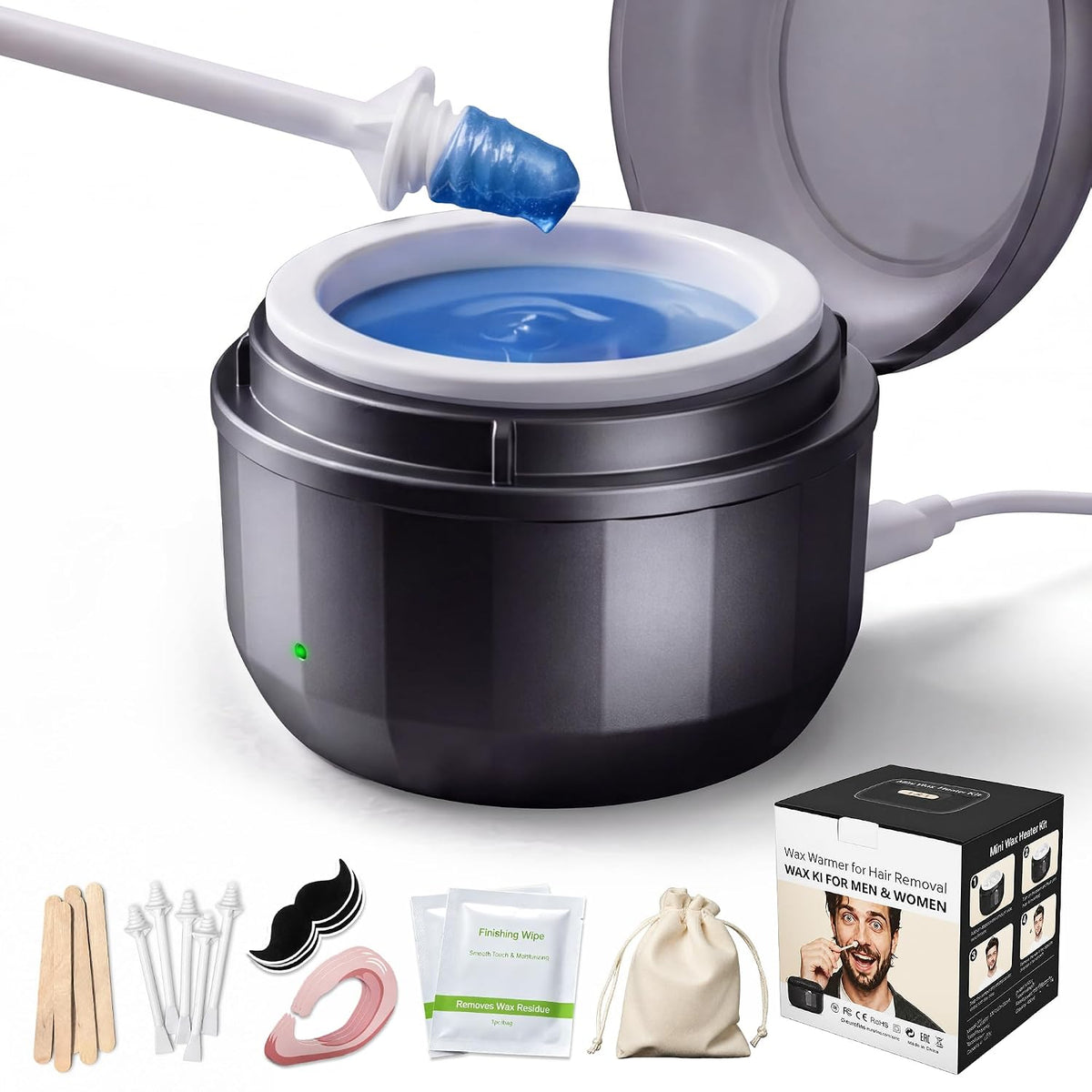 Kit de cera para la nariz, kit de cera para el vello nasal para hombres y mujeres, depilación nasal sin dolor.