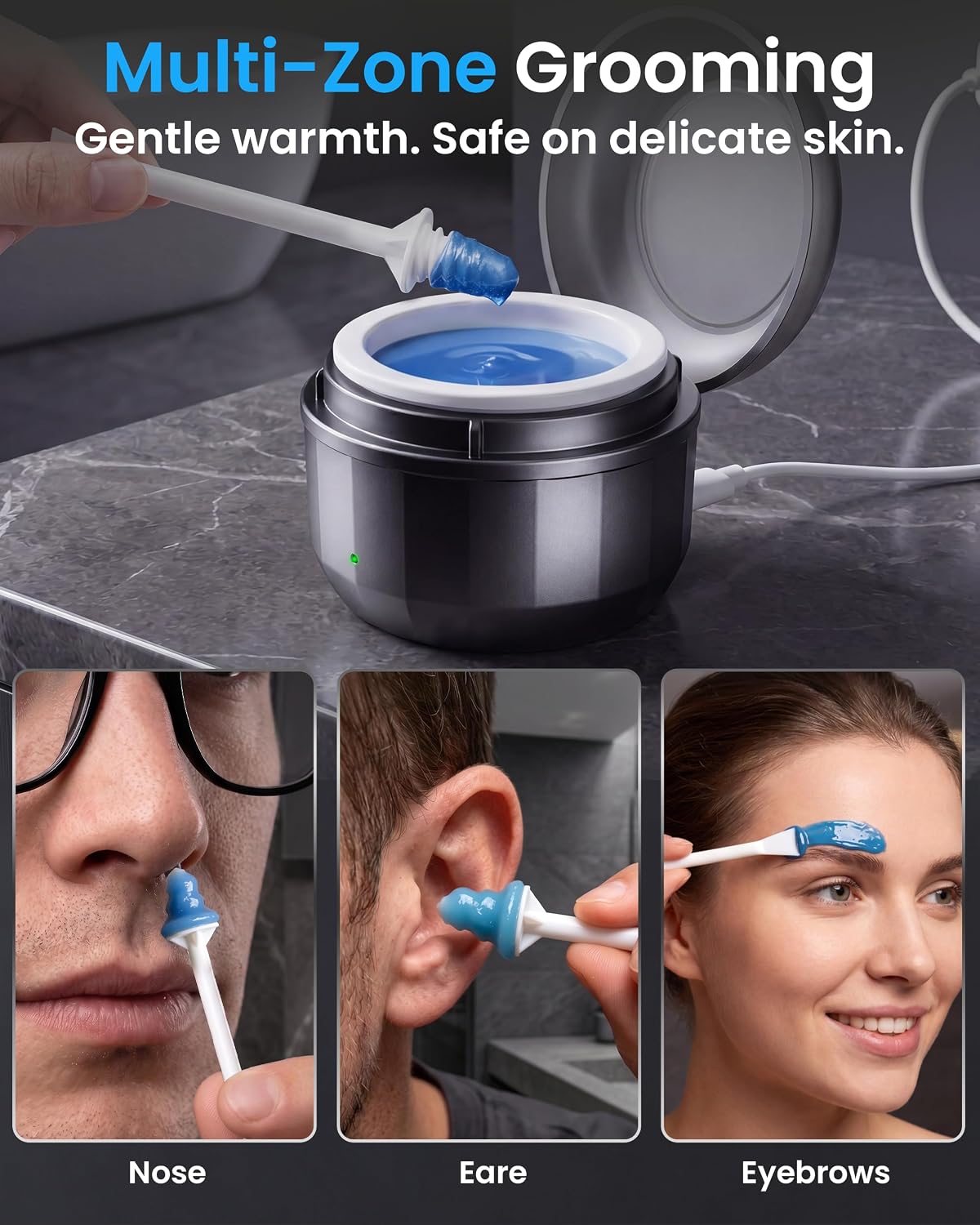 Kit de cera para la nariz, kit de cera para el vello nasal para hombres y mujeres, depilación nasal sin dolor.