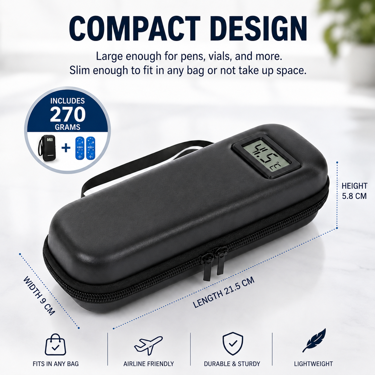 Smart Temperature-Display Medication Cooling Case
