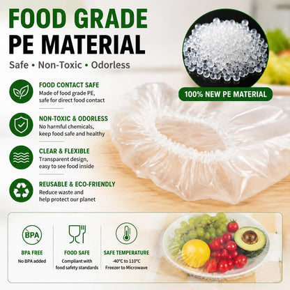 🍽️ 100PCS Stretch Food Covers | Disposable Bowl & Plate Covers for Easy Food Storage & Freshness