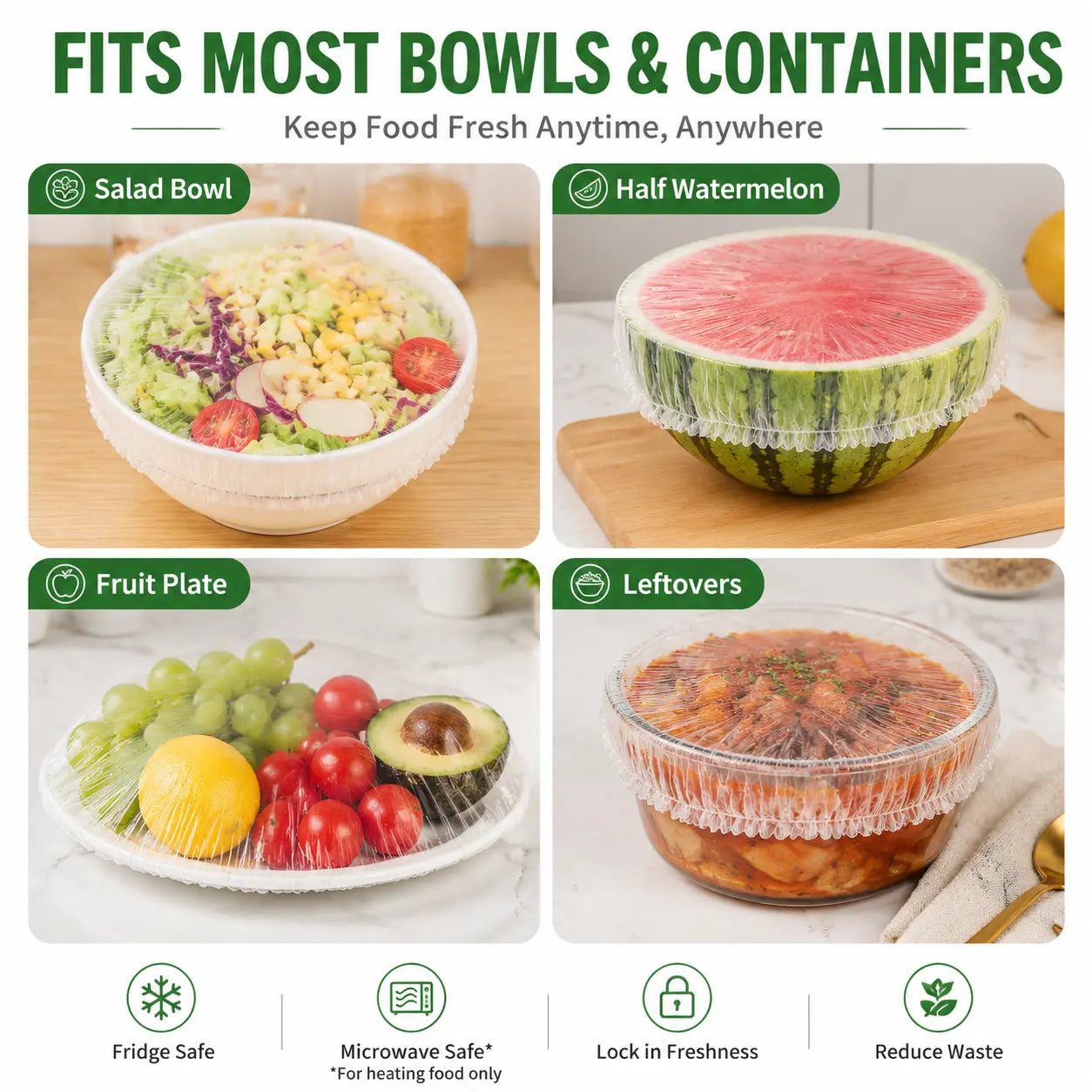 🍽️ 100PCS Stretch Food Covers | Disposable Bowl & Plate Covers for Easy Food Storage & Freshness