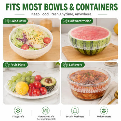 🍽️ 100PCS Stretch Food Covers | Disposable Bowl & Plate Covers for Easy Food Storage & Freshness