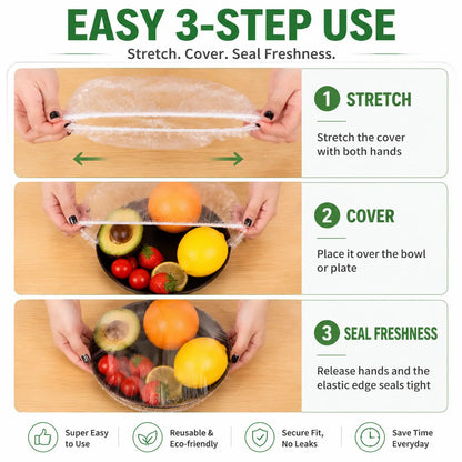 🍽️ 100PCS Stretch Food Covers | Disposable Bowl & Plate Covers for Easy Food Storage & Freshness