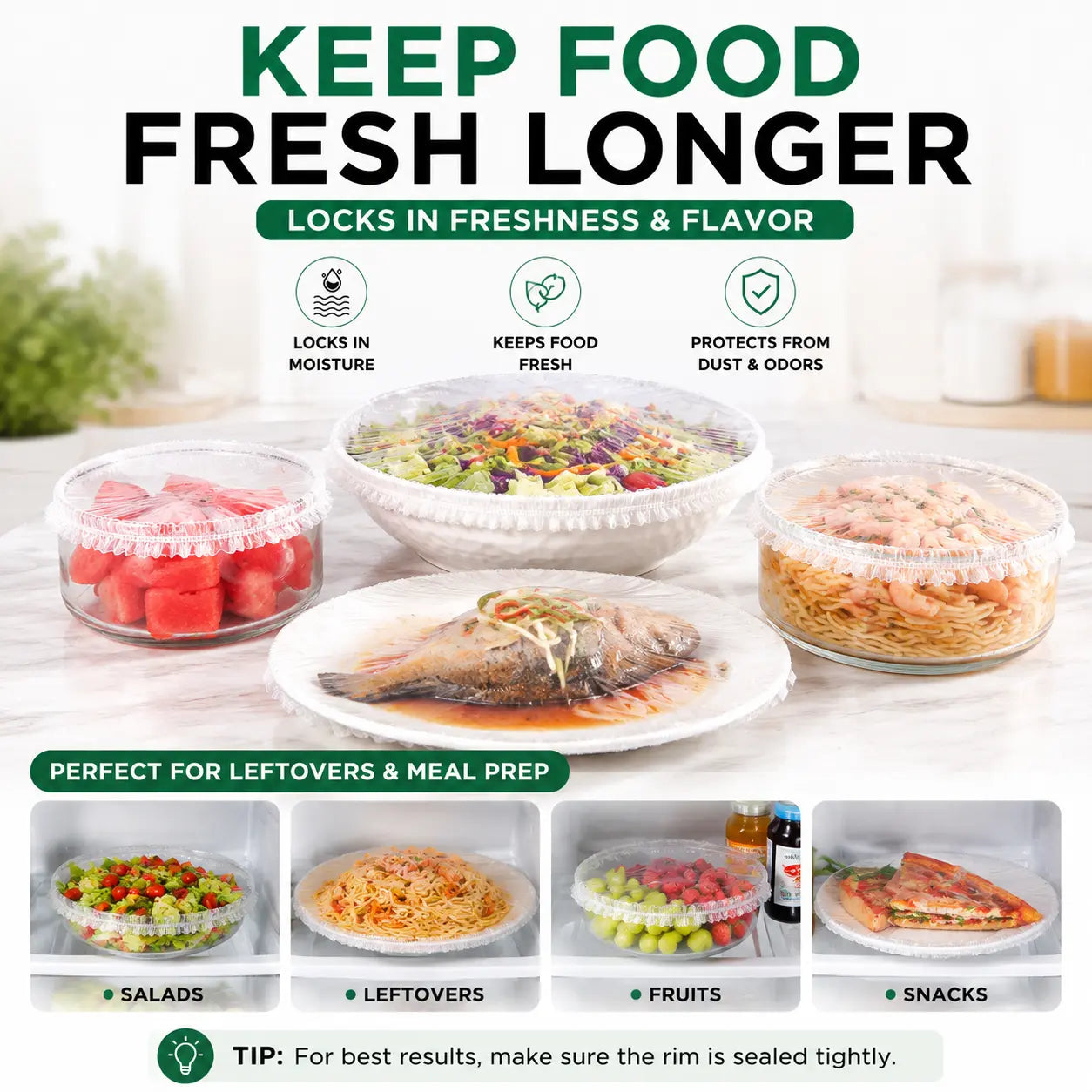 🍽️ 100PCS Stretch Food Covers | Disposable Bowl & Plate Covers for Easy Food Storage & Freshness