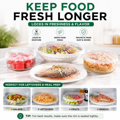 🍽️ 100PCS Stretch Food Covers | Disposable Bowl & Plate Covers for Easy Food Storage & Freshness