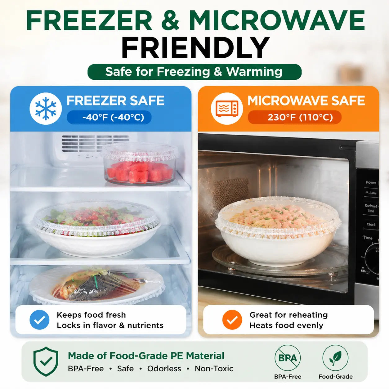 🍽️ 100PCS Stretch Food Covers | Disposable Bowl & Plate Covers for Easy Food Storage & Freshness