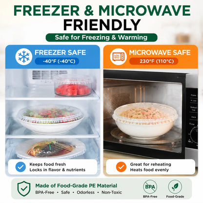 🍽️ 100PCS Stretch Food Covers | Disposable Bowl & Plate Covers for Easy Food Storage & Freshness