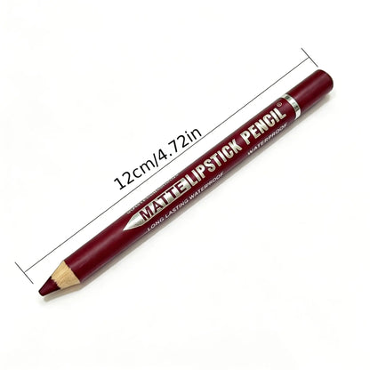 12-Color Matte Lip Liner Set with Built-In Sharpener – Waterproof, Smudge-Proof, Long-Lasting