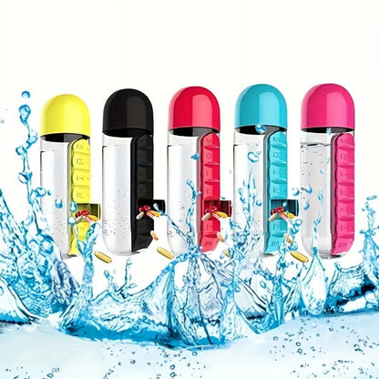 💊7-Day Pill Organizer Water Bottle – Daily Medicine Storage for Travel