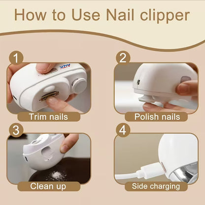 Electric Nail Clipper – 2-in-1 Trimming & Polishing with LED Light