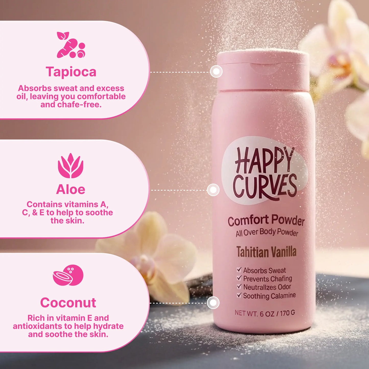 Comfort Powder – All Over Body Powder with Tahitian Vanilla