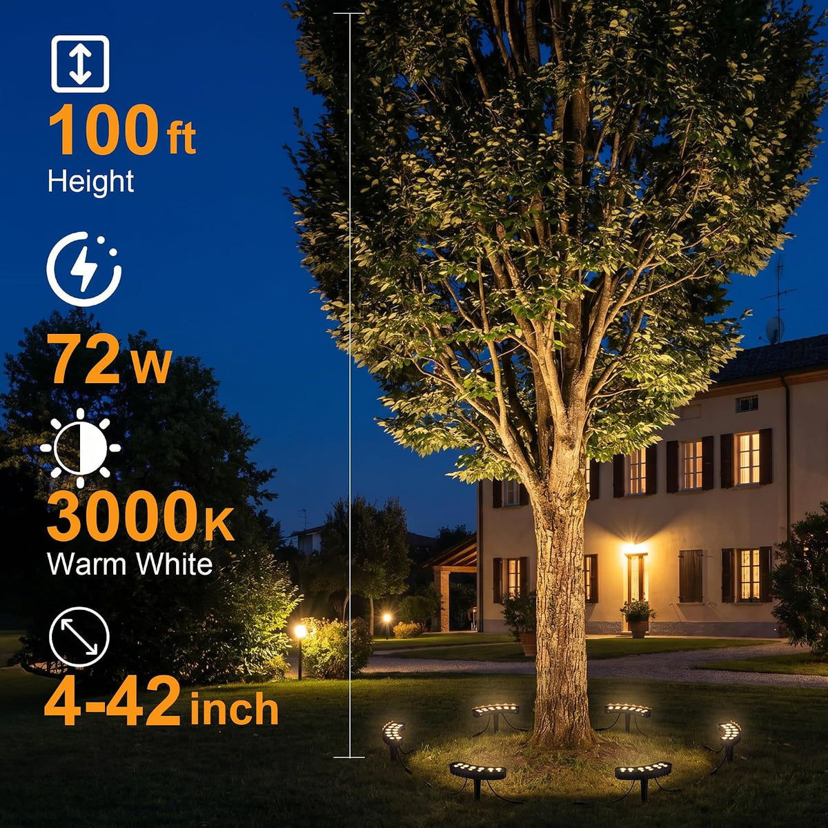 🎉Outdoor Ring Tree Wrap Light – 360° LED Landscape Uplighting for Trees & Palms