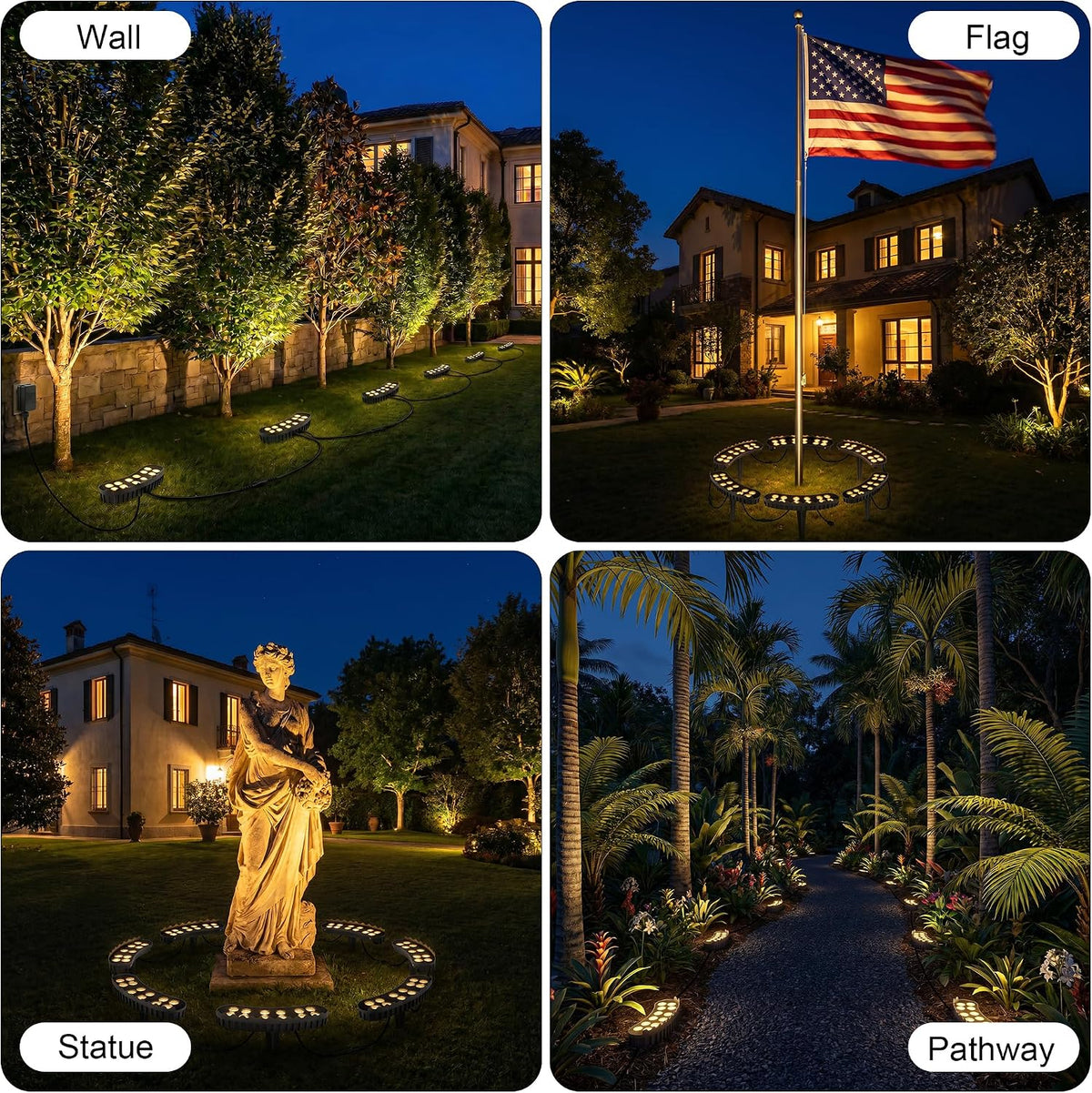 🎉Outdoor Ring Tree Wrap Light – 360° LED Landscape Uplighting for Trees & Palms