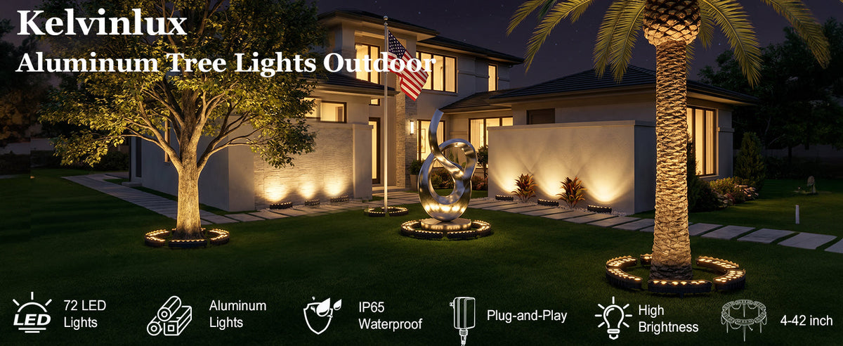 🎉Outdoor Ring Tree Wrap Light – 360° LED Landscape Uplighting for Trees & Palms