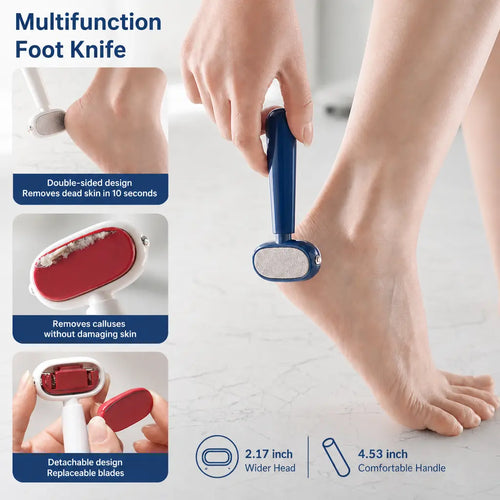 Removedor de callos de doble cara para los pies – Raspador portátil de piel muerta con hojas reemplazables