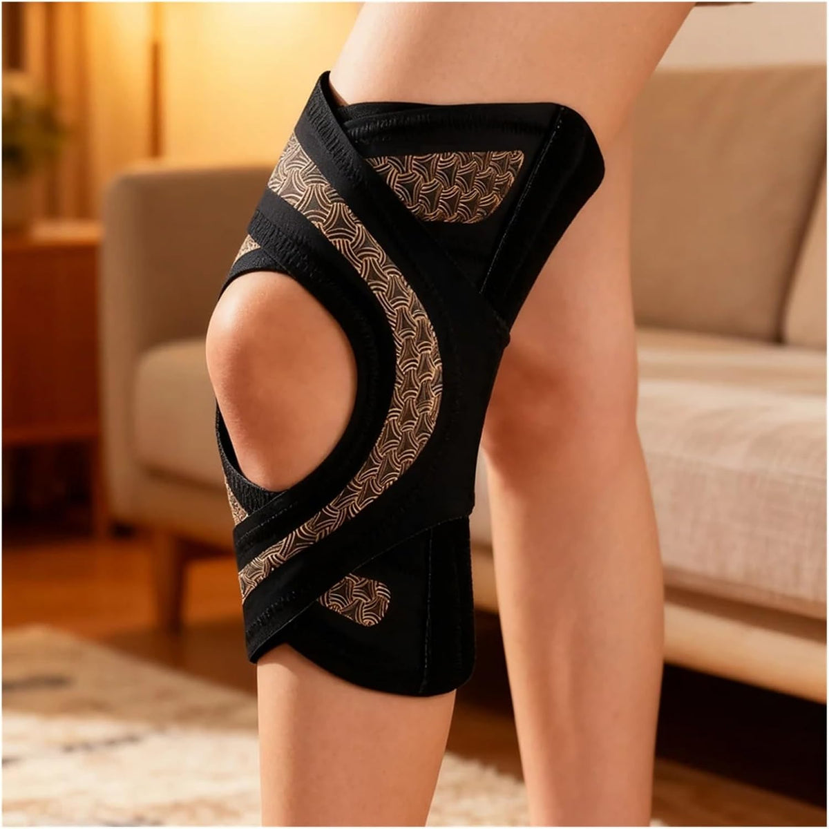 Adjustable Knee Brace with Side Stabilizers – Compression Support Sleeve for Knee Pain Relief