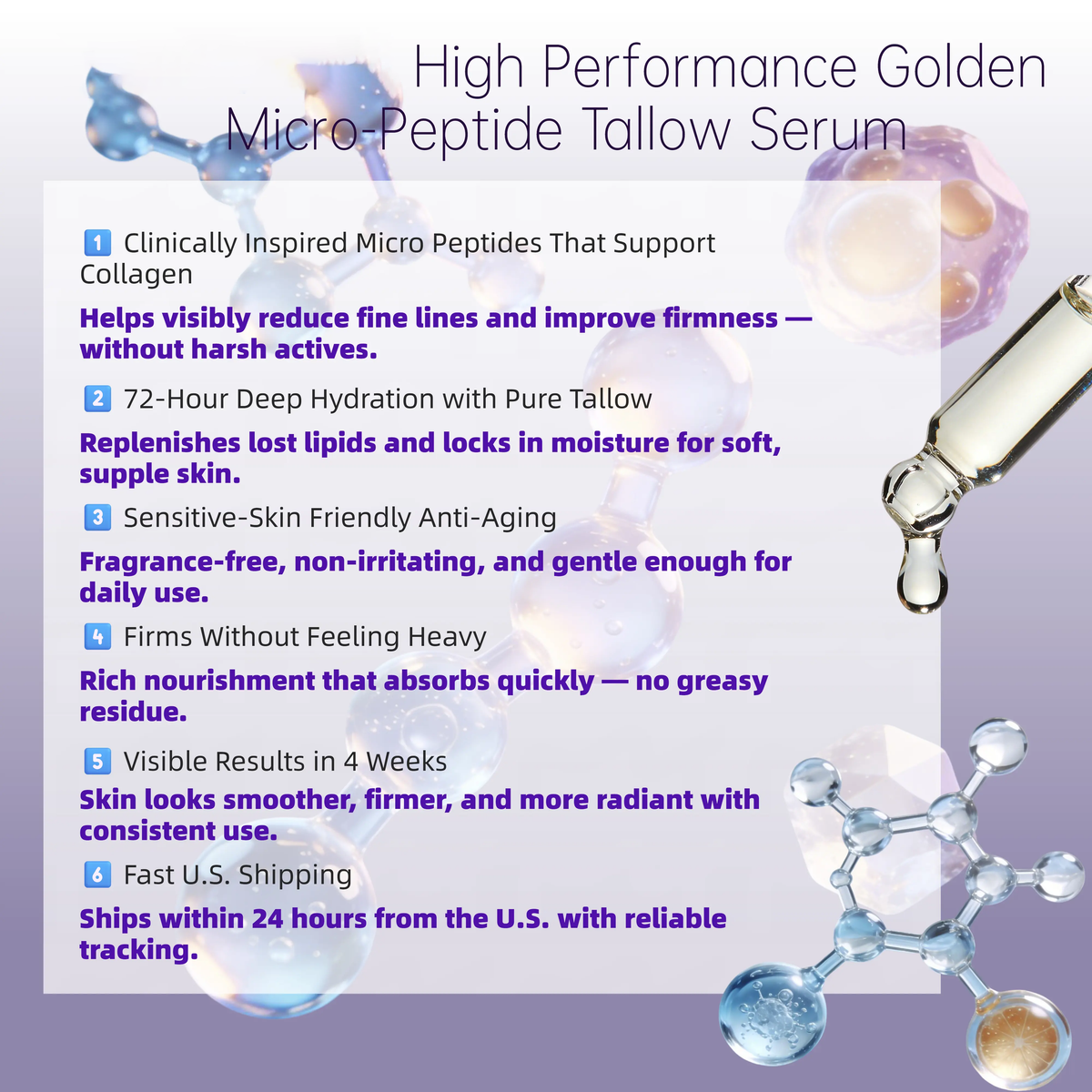 Golden Micro-Peptide Tallow Serum – High Performance Anti-Aging Essence