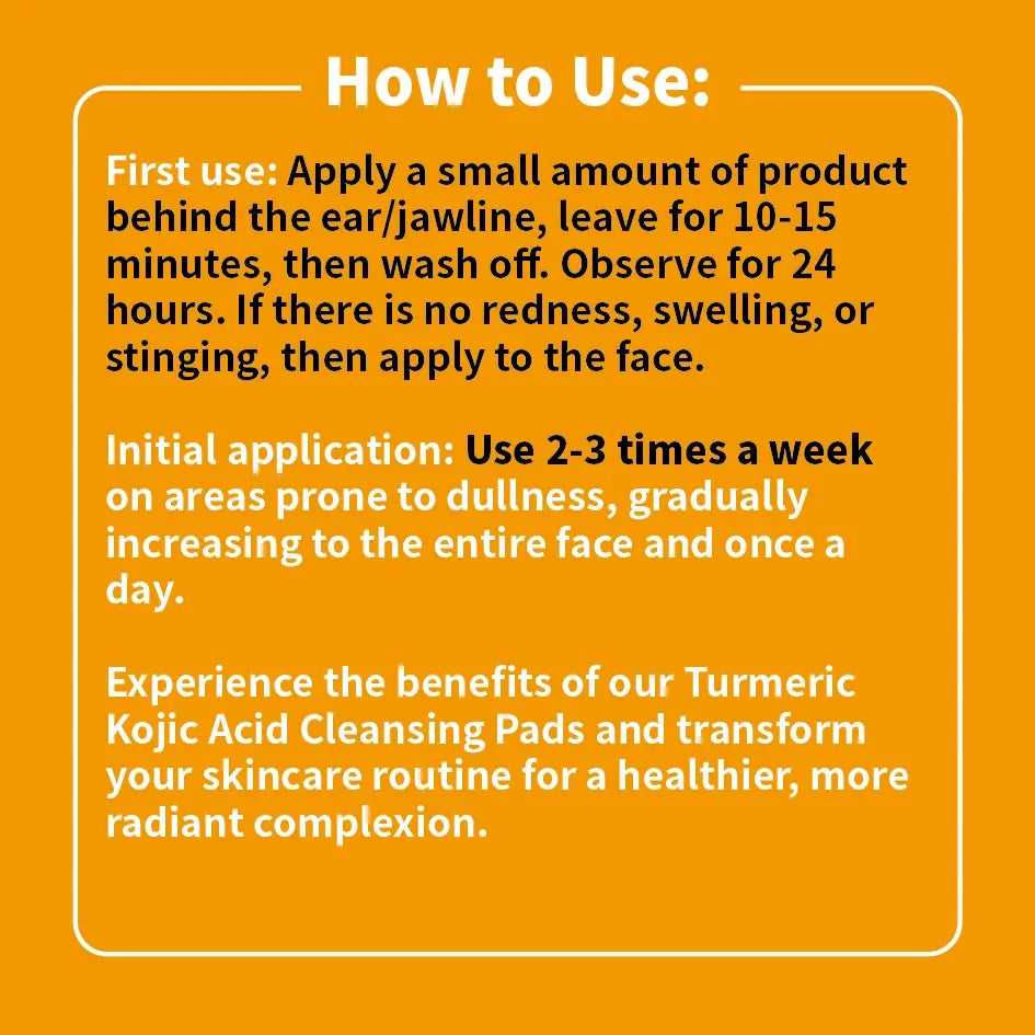 Kojic Acid Turmeric Cleansing Pads – Gentle Exfoliating Dark Spot Remover