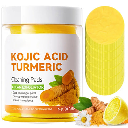 Kojic Acid Turmeric Cleansing Pads – Gentle Exfoliating Dark Spot Remover